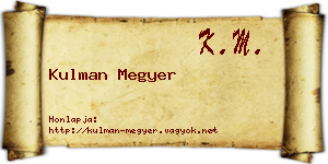 Kulman Megyer névjegykártya